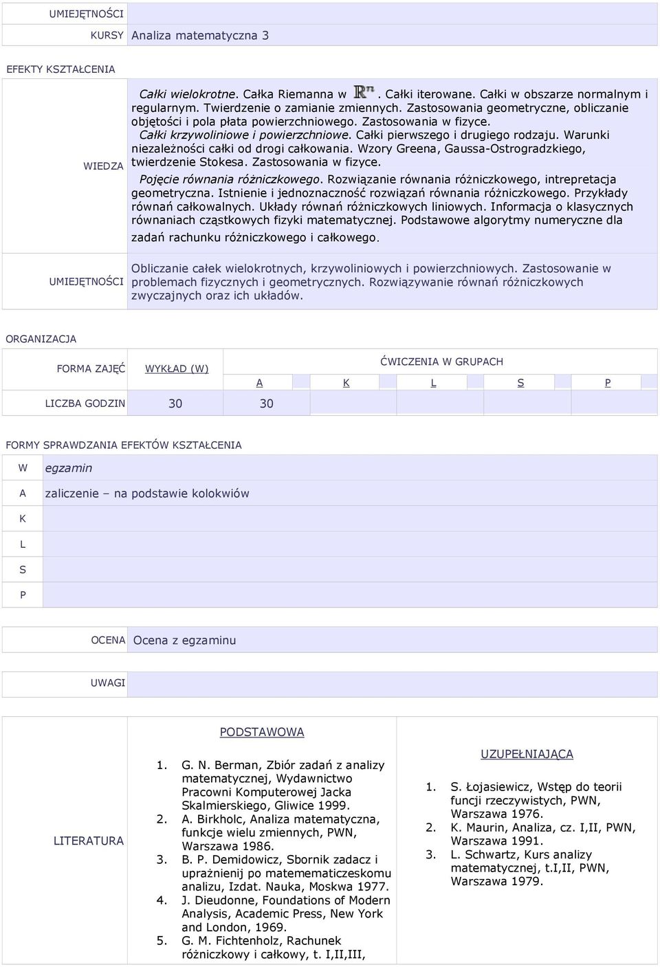 arunki niezależności całki od drogi całkowania. zory Greena, Gaussa-Ostrogradzkiego, twierdzenie tokesa. Zastosowania w fizyce. ojęcie równania różniczkowego.