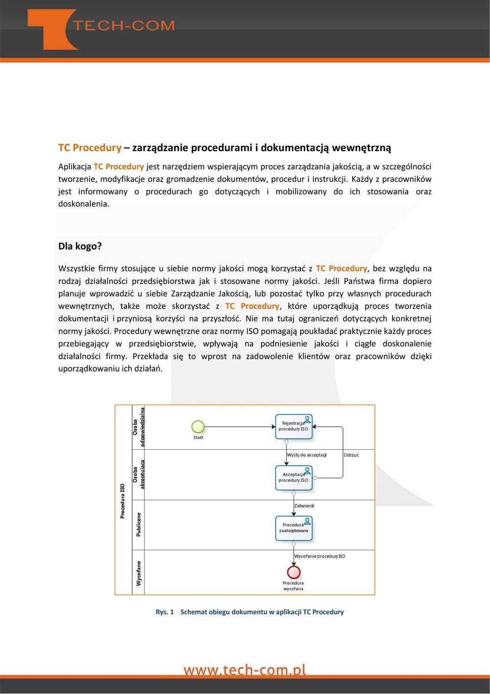 Wszystkie firmy stosujące u siebie normy jakości mogą korzystad z TC Procedury, bez względu na rodzaj działalności przedsiębiorstwa jak i stosowane normy jakości.