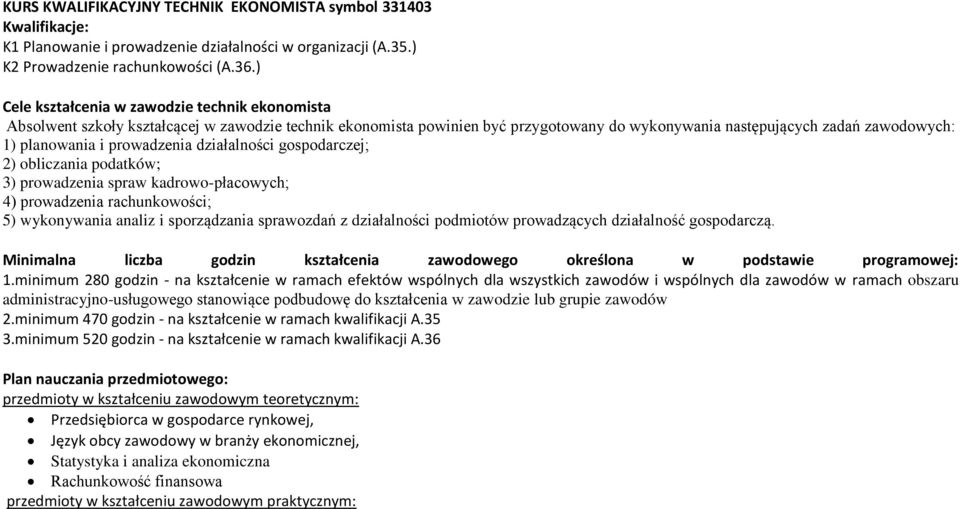 prowadzenia działalności gospodarczej; 2) obliczania podatków; 3) prowadzenia spraw kadrowo-płacowych; 4) prowadzenia rachunkowości; 5) wykonywania analiz i sporządzania sprawozdań z działalności