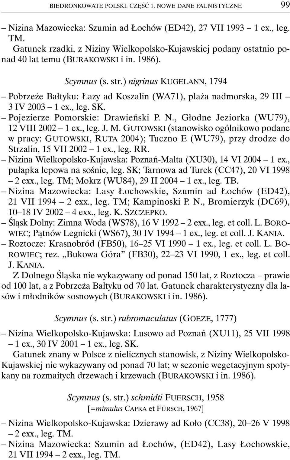 ) nigrinus KUGELANN, 1794 Pobrzeże Bałtyku: Łazy ad Koszalin (WA71), plaża nadmorska, 29 III 3 IV 2003 1 ex., leg. SK. Pojezierze Pomorskie: Drawieński P. N.