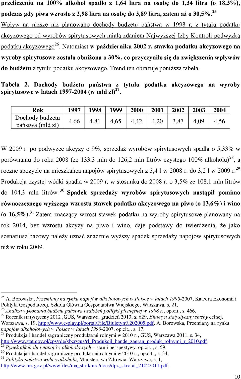 Natomiast w październiku 2002 r. stawka podatku akcyzowego na wyroby spirytusowe została obniżona o 30%, co przyczyniło się do zwiększenia wpływów do budżetu z tytułu podatku akcyzowego.