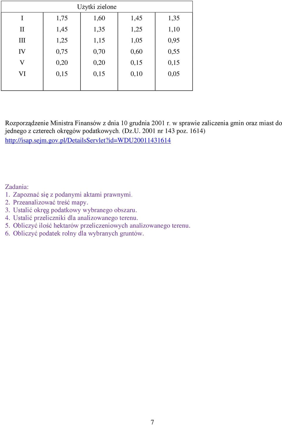 sejm.gov.pl/detailsservlet?id=wdu20011431614 Zadania: 1. Zapoznać się z podanymi aktami prawnymi. 2. Przeanalizować treść mapy. 3.