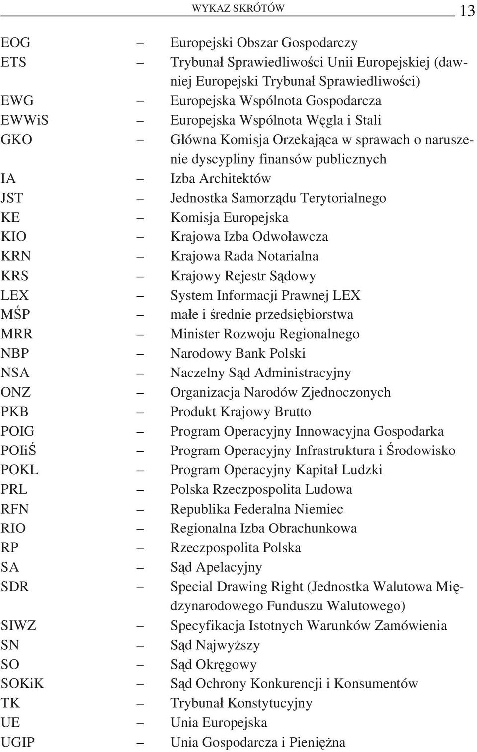 Krajowa Izba Odwoławcza KRN Krajowa Rada Notarialna KRS Krajowy Rejestr Sądowy LEX System Informacji Prawnej LEX MŚP małe i średnie przedsiębiorstwa MRR Minister Rozwoju Regionalnego NBP Narodowy