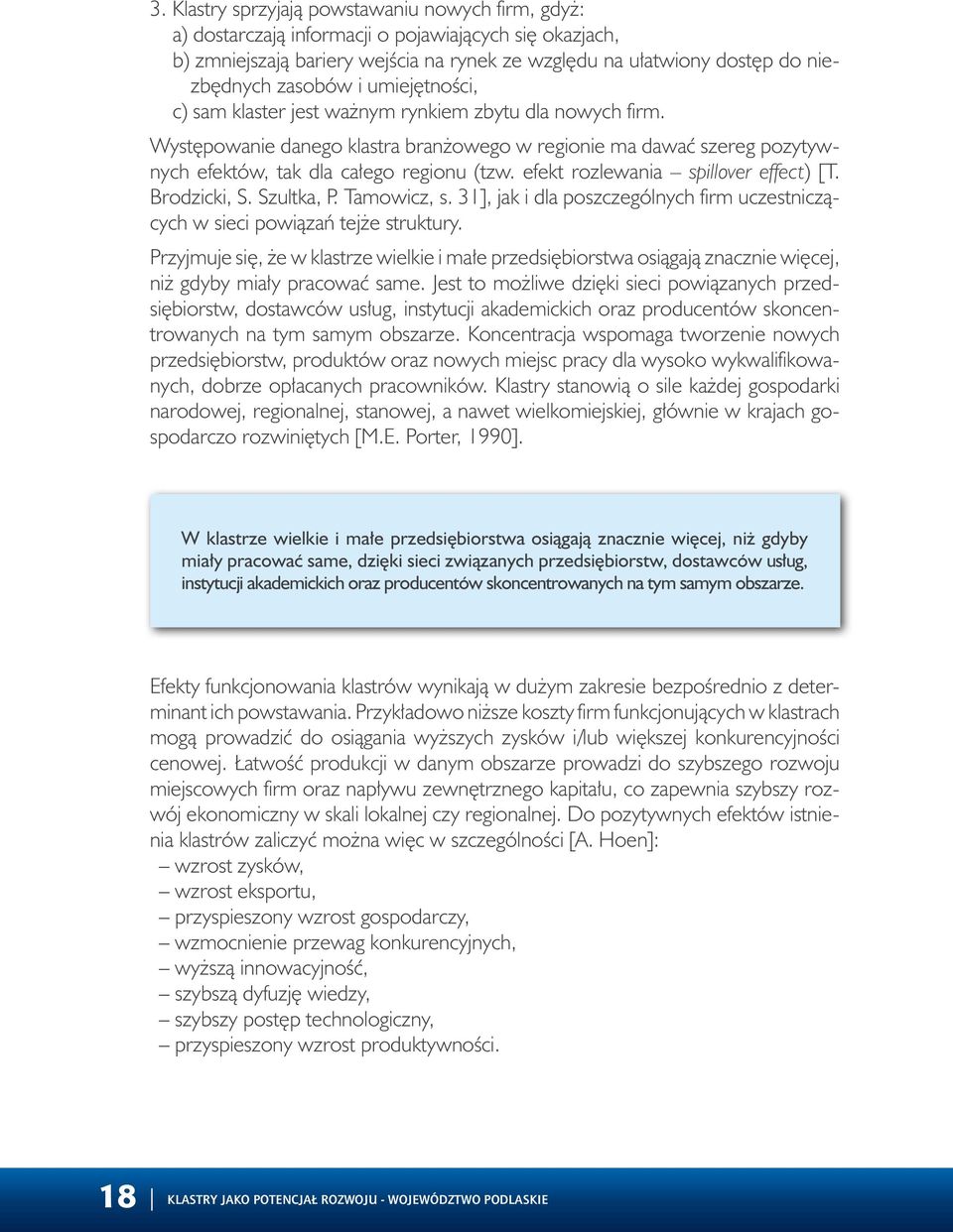 efekt rozlewania spillover effect) [T. Brodzicki, S. Szultka, P. Tamowicz, s. 31], jak i dla poszczególnych firm uczestniczących w sieci powiązań tejże struktury.