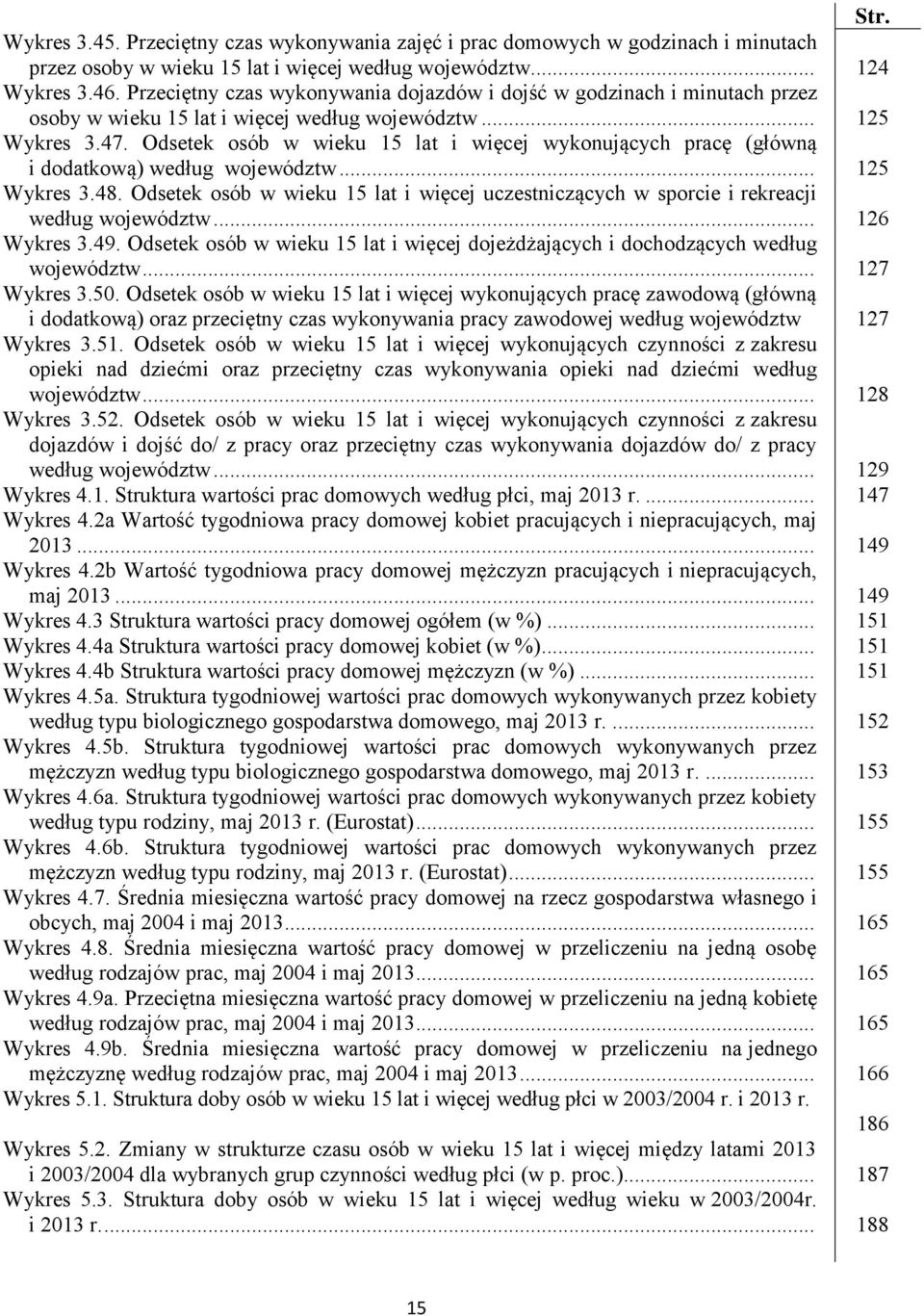 Odsetek osób w wieku 15 lat i więcej wykonujących pracę (główną i dodatkową) według województw... 125 Wykres 3.48.