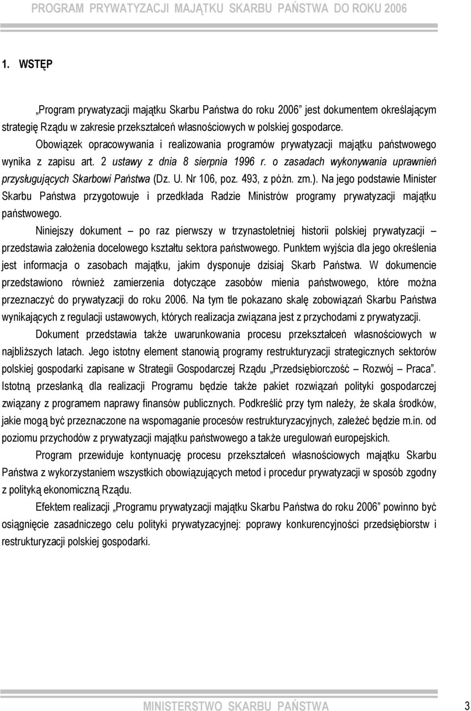 o zasadach wykonywania uprawnień przysługujących Skarbowi Państwa (Dz. U. Nr 106, poz. 493, z późn. zm.).