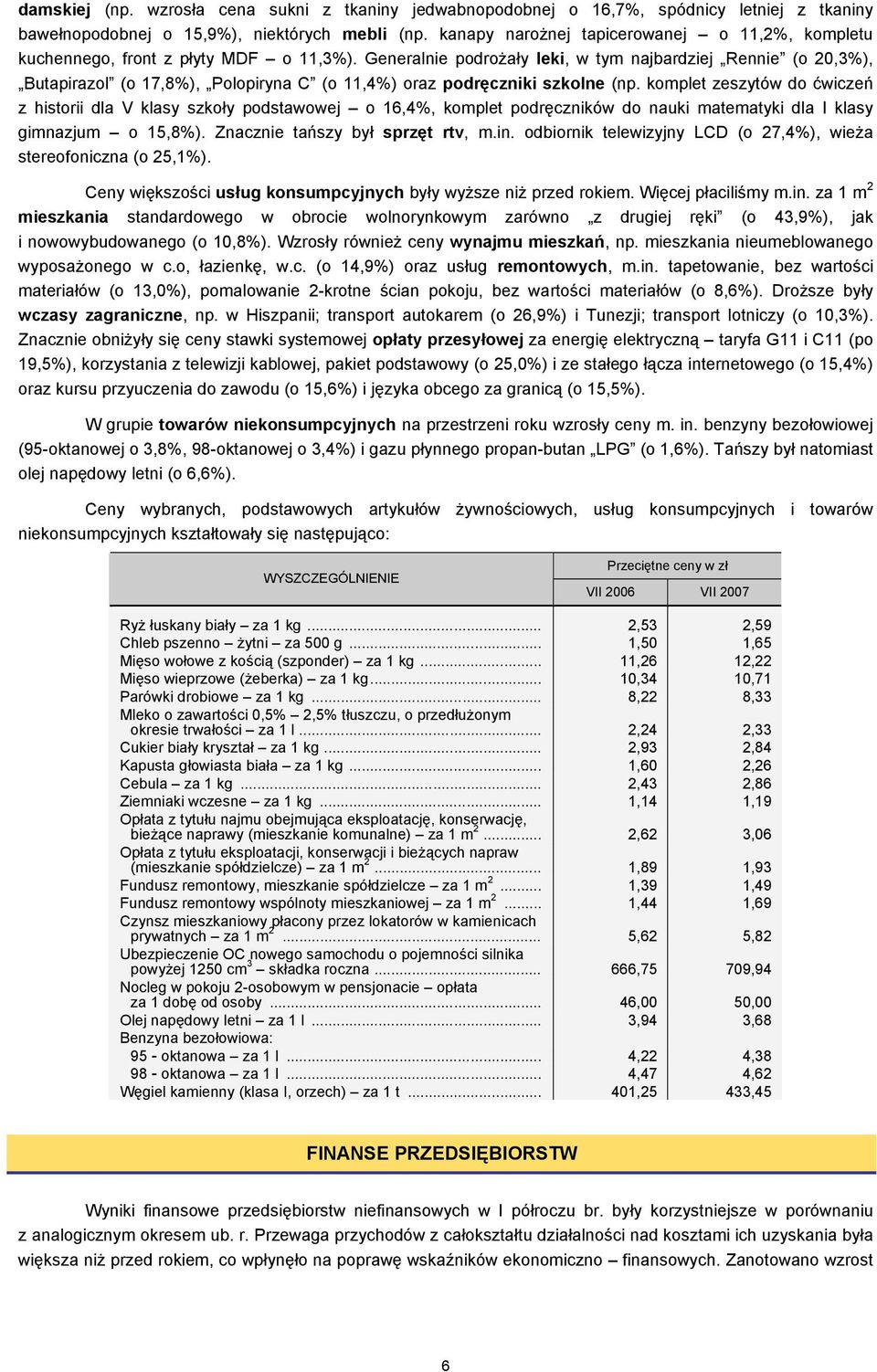 Generalnie podrożały leki, w tym najbardziej Rennie (o 20,3%), Butapirazol (o 17,8%), Polopiryna C (o 11,4%) oraz podręczniki szkolne (np.