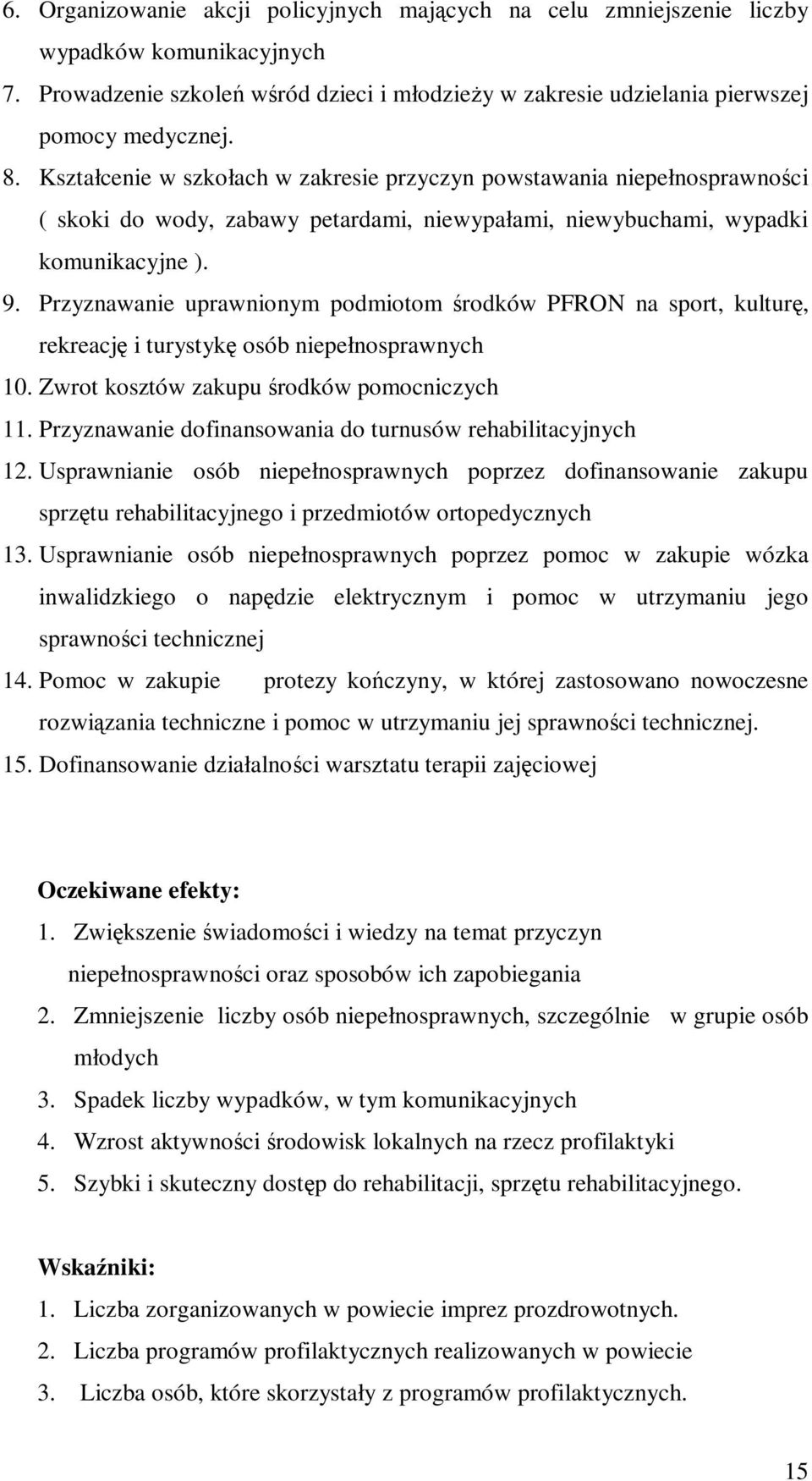 Przyznawanie uprawnionym podmiotom środków PFRON na sport, kulturę, rekreację i turystykę osób niepełnosprawnych 10. Zwrot kosztów zakupu środków pomocniczych 11.