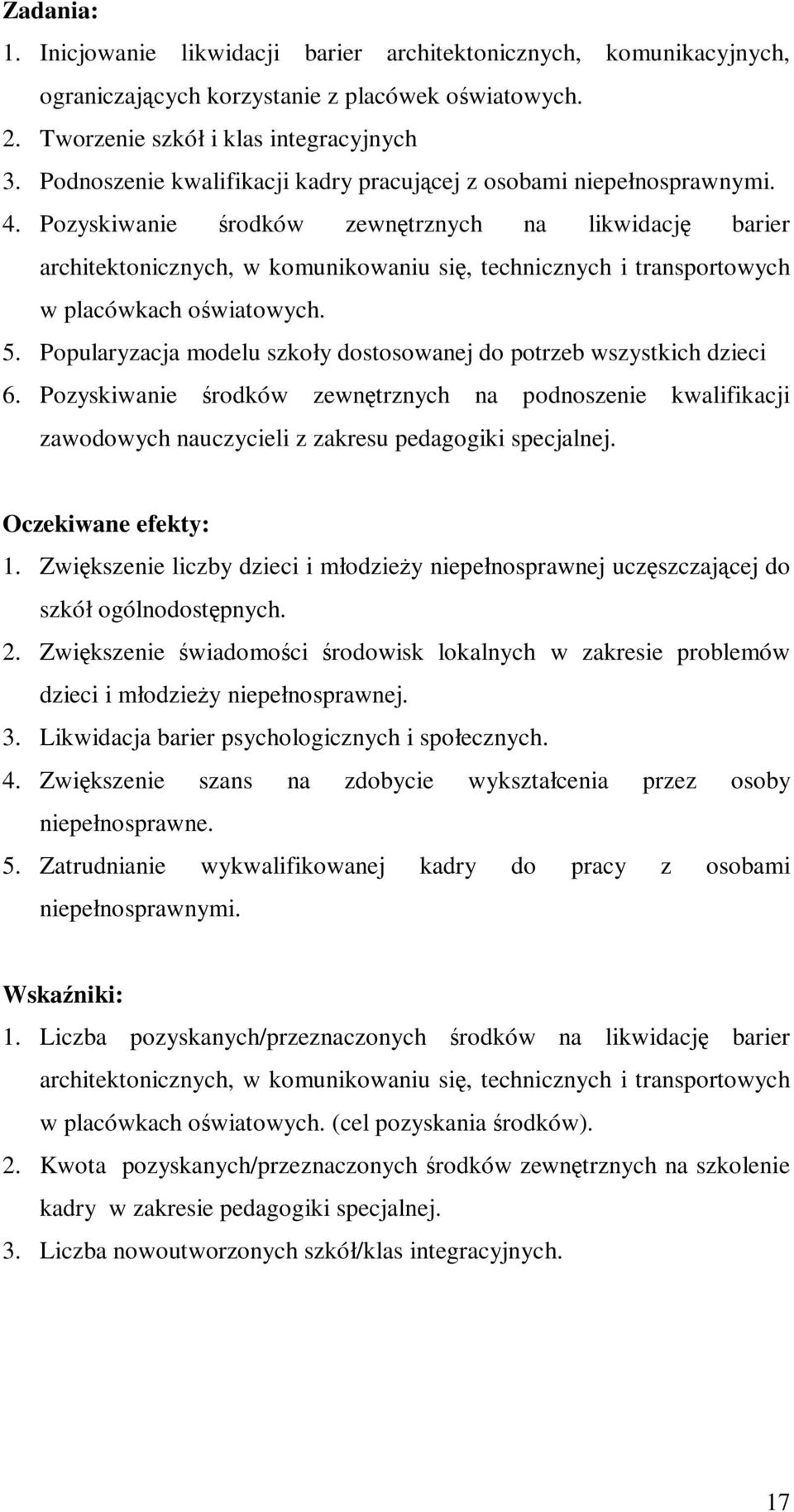 Pozyskiwanie środków zewnętrznych na likwidację barier architektonicznych, w komunikowaniu się, technicznych i transportowych w placówkach oświatowych. 5.