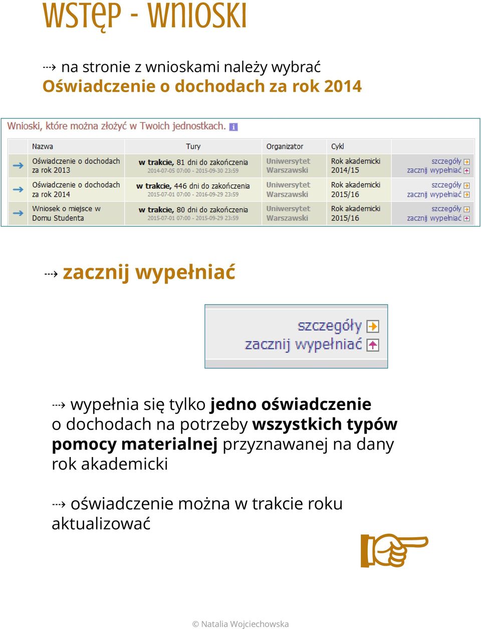 oświadczenie o dochodach na potrzeby wszystkich typów pomocy