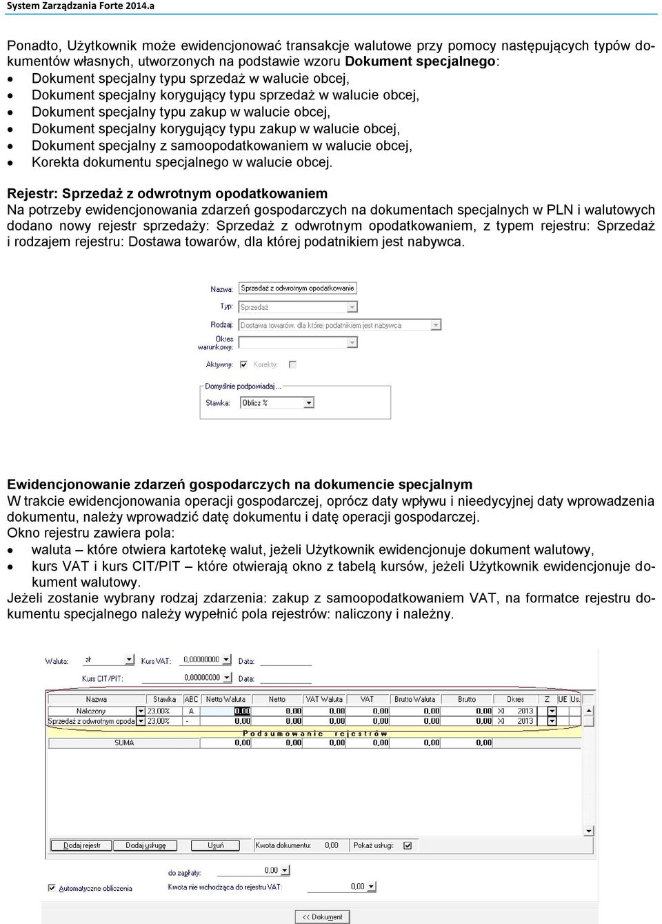 specjalny z samoopodatkowaniem w walucie obcej, Korekta dokumentu specjalnego w walucie obcej.