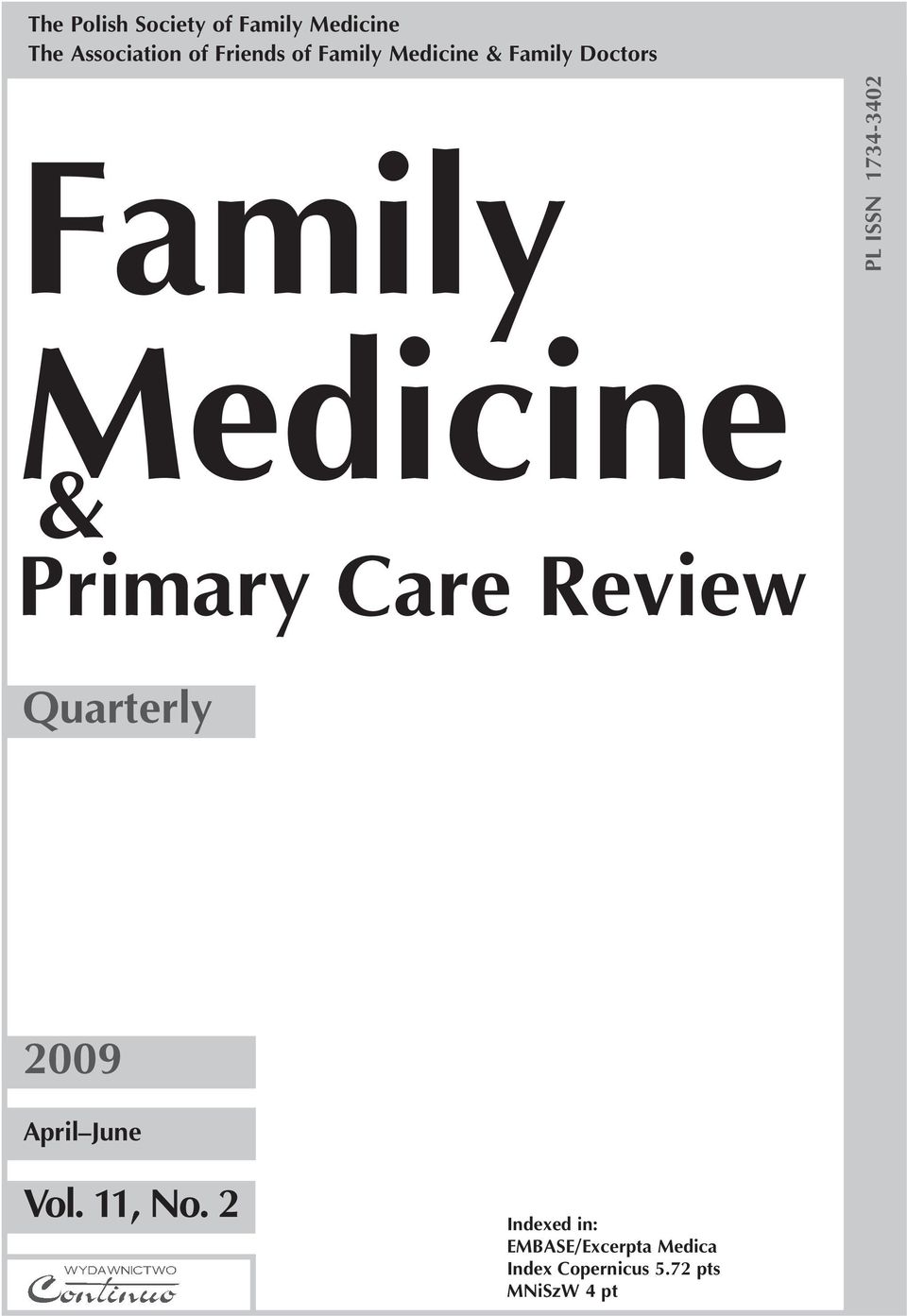 & Primary Care Review Quarterly 2009 April June Vol. 11, No.