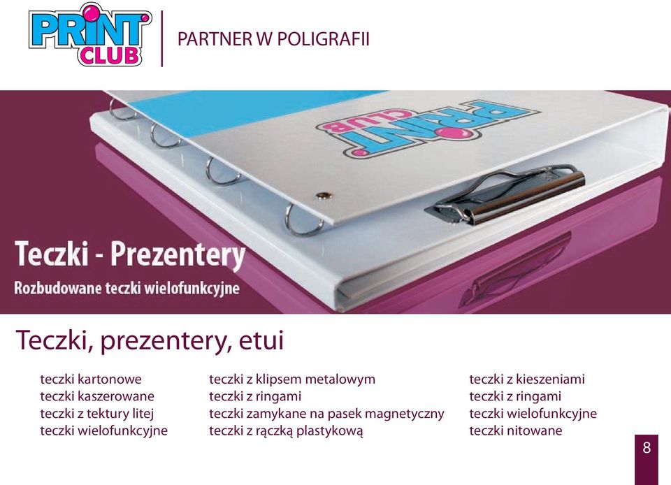 ringami teczki zamykane na pasek magnetyczny teczki z r¹czk¹ plastykow¹