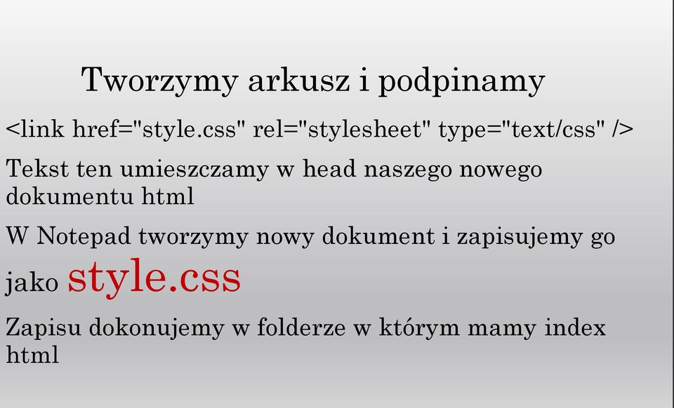 head naszego nowego dokumentu html W Notepad tworzymy nowy