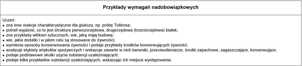 jakie dodatki i w jakim celu są stosowane do żywności; wymienia sposoby konserwowania żywności i podaje przykłady środków konserwujących żywność; analizuje etykiety