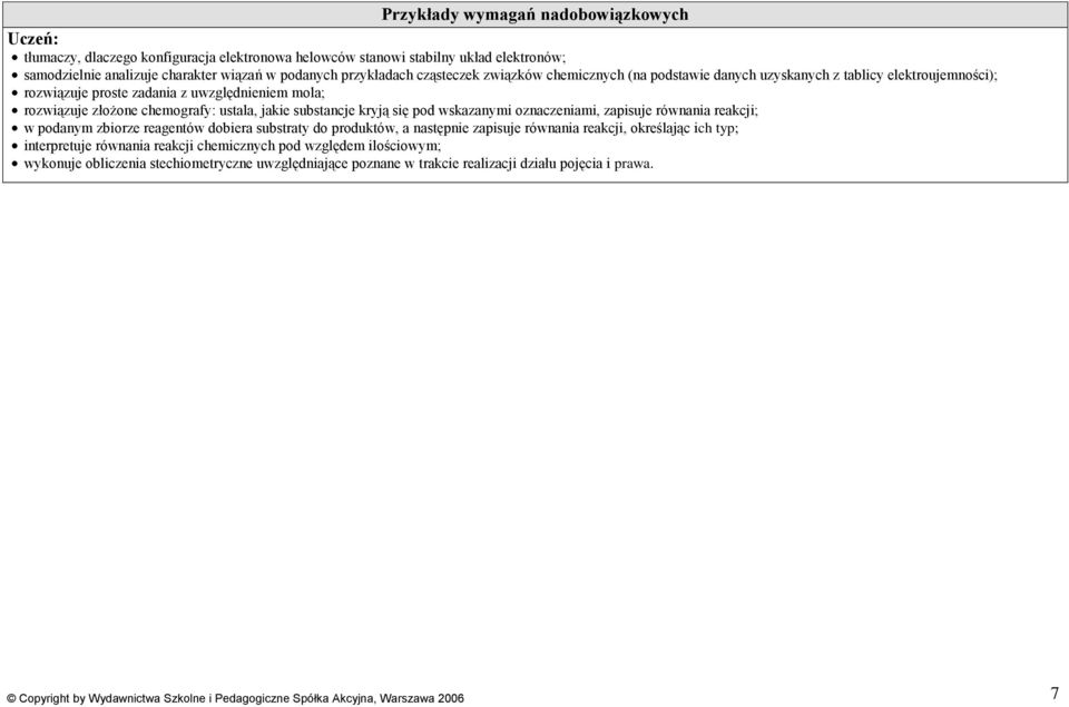 pod wskazanymi oznaczeniami, zapisuje równania reakcji; w podanym zbiorze reagentów dobiera substraty do produktów, a następnie zapisuje równania reakcji, określając ich typ; interpretuje równania