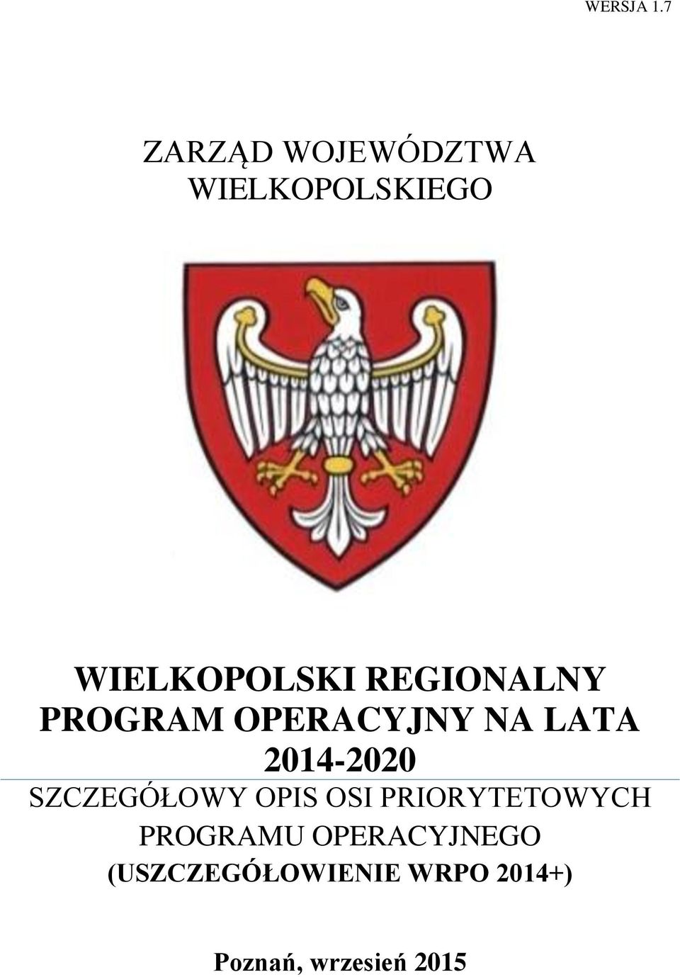 REGIONALNY PROGRAM OPERACYJNY NA LATA 2014-2020