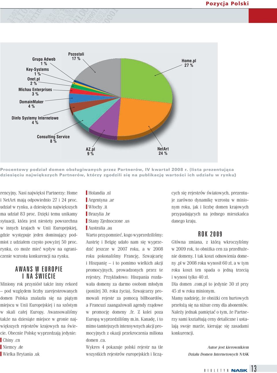 (lista prezentująca dziesięciu największych Partnerów, którzy zgodzili się na publikację wartości ich udziału w rynku} rencyjny. Nasi najwięksi Partnerzy: Home i NetArt mają odpowiednio 27 i 24 proc.
