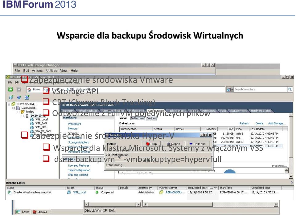 pojedynczych plików Zabezpieczenie środowiska Hyper-V Wsparcie dla