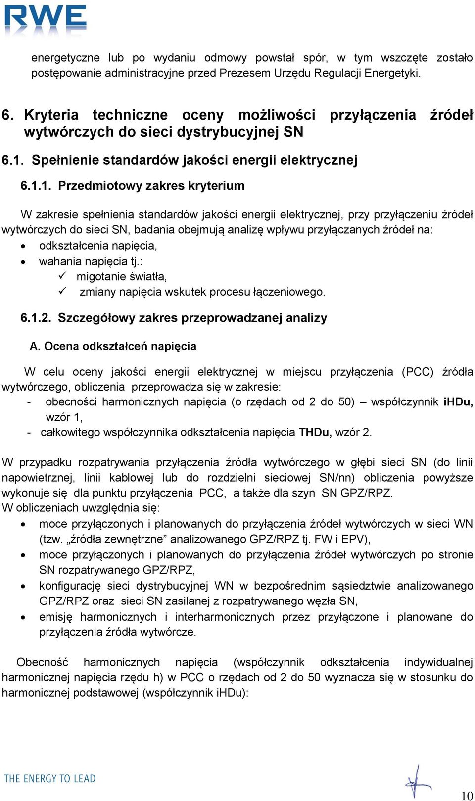 Spełnienie standardów jakości energii elektrycznej 6.1.