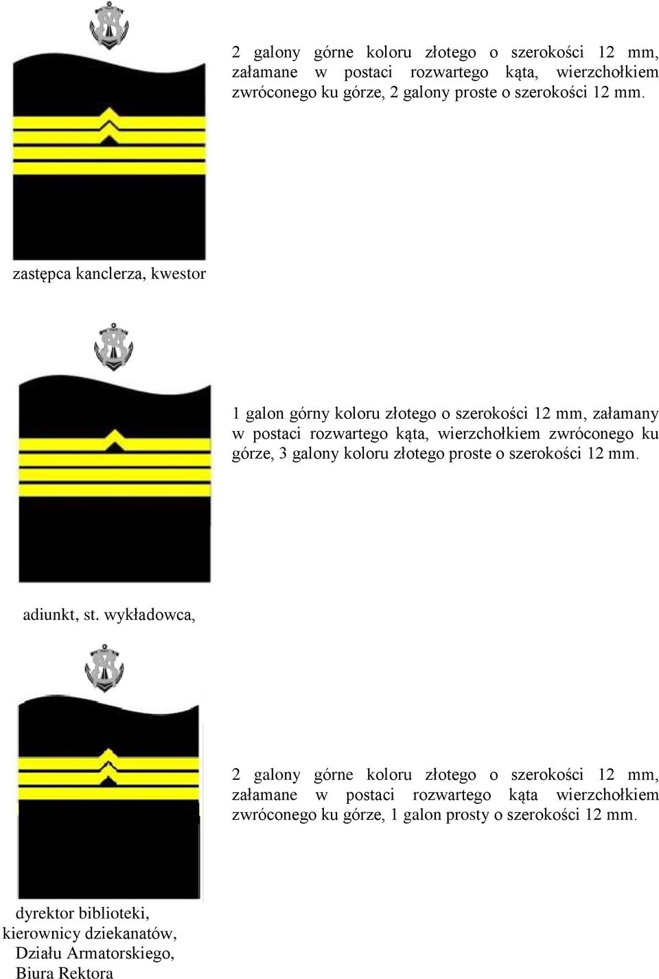 galony koloru złotego proste o szerokości 12 mm. adiunkt, st.