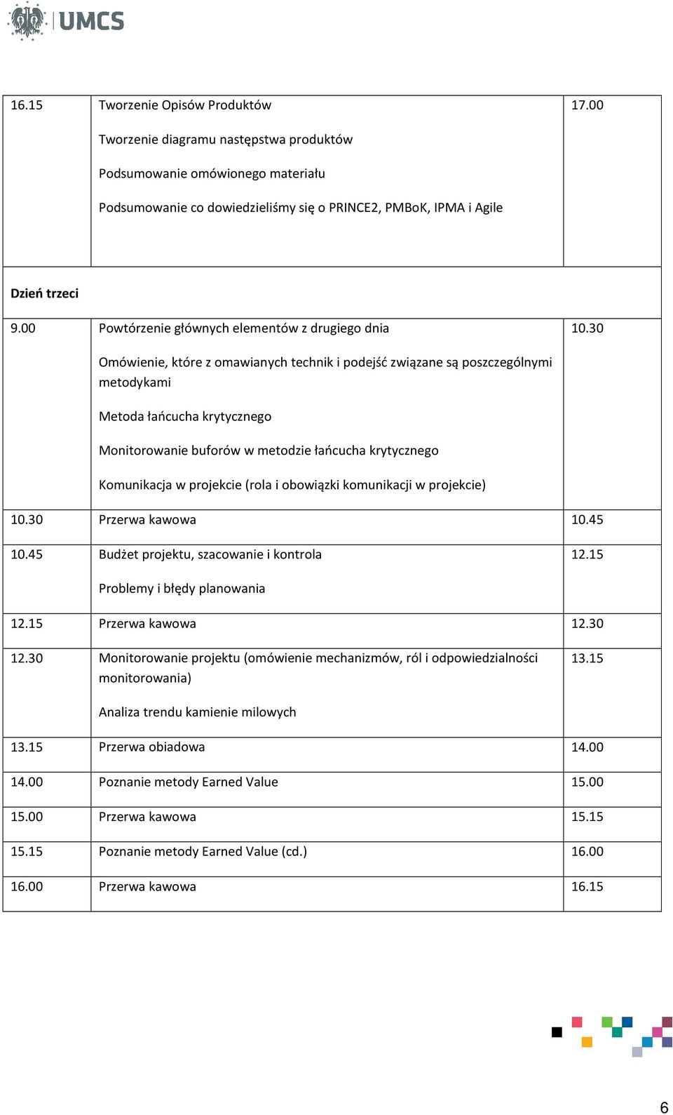 30 Omówienie, które z omawianych technik i podejść związane są poszczególnymi metodykami Metoda łańcucha krytycznego Monitorowanie buforów w metodzie łańcucha krytycznego Komunikacja w projekcie