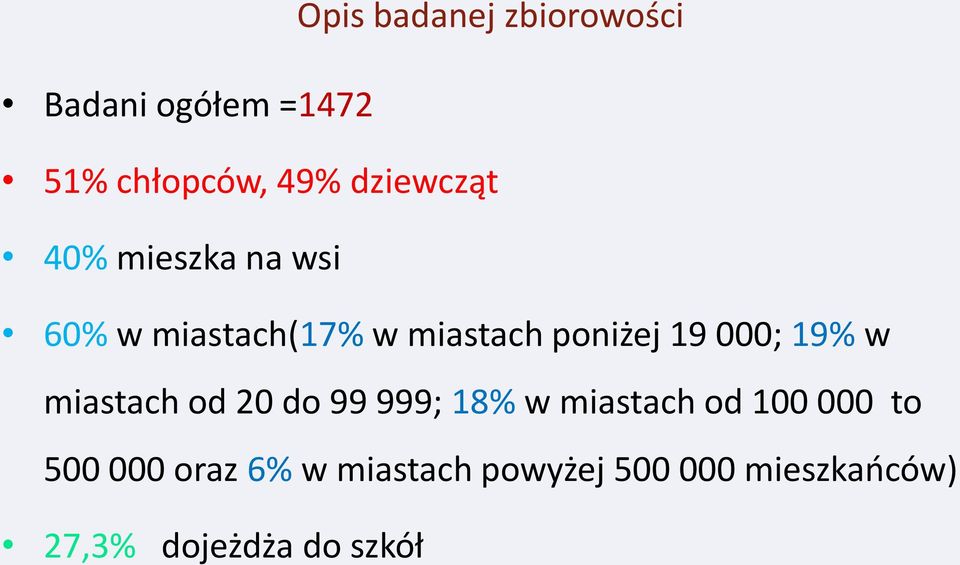 000; 19% w miastach od 20 do 99 999; 18% w miastach od 100 000 to 500