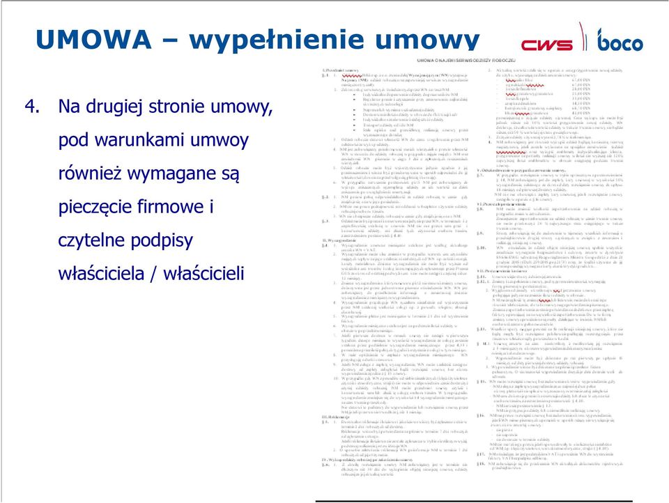 warunkami umwoy również wymagane są