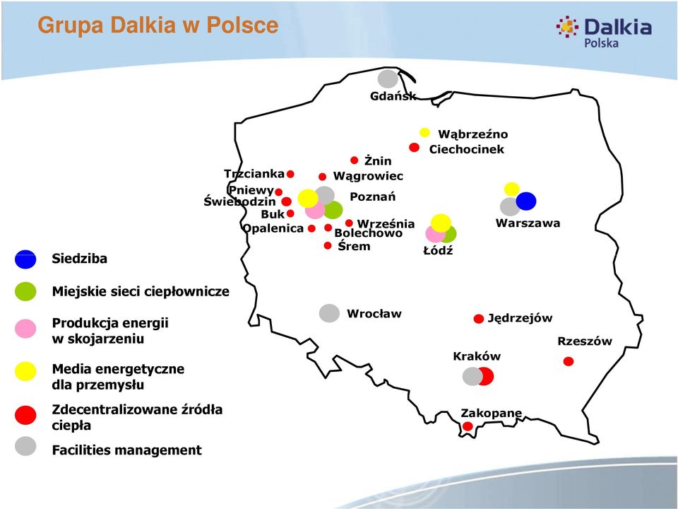 sieci ciepłownicze Produkcja energii w skojarzeniu Media energetyczne dla przemysłu