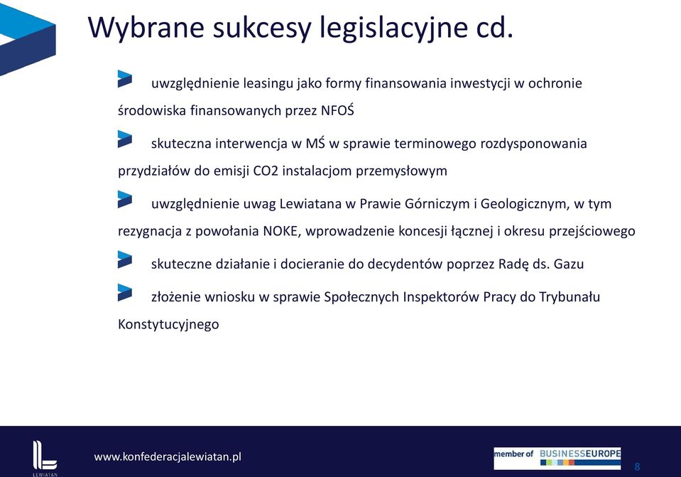 sprawie terminowego rozdysponowania przydziałów do emisji CO2 instalacjom przemysłowym uwzględnienie uwag Lewiatana w Prawie Górniczym i