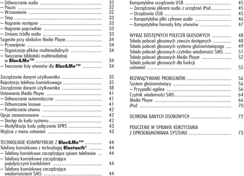 .. 35 Rejestracja telefonu komórkowego... 35 Zarządzanie danymi użytkownika... 38 Ustawienia Media Player... 41 Odtwarzanie automatyczne... 41 Odtwarzanie losowe... 41 Powtórzenie utworu.