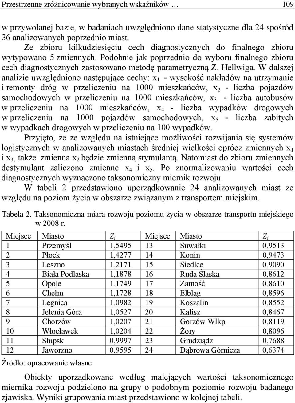 W dalszej analze uwzględnono następujące cechy: x 1 - wysokość nakładów na utrzymane remonty dróg w przelczenu na 1000 meszkańców, x 2 - lczba pojazdów samochodowych w przelczenu na 1000 meszkańców,