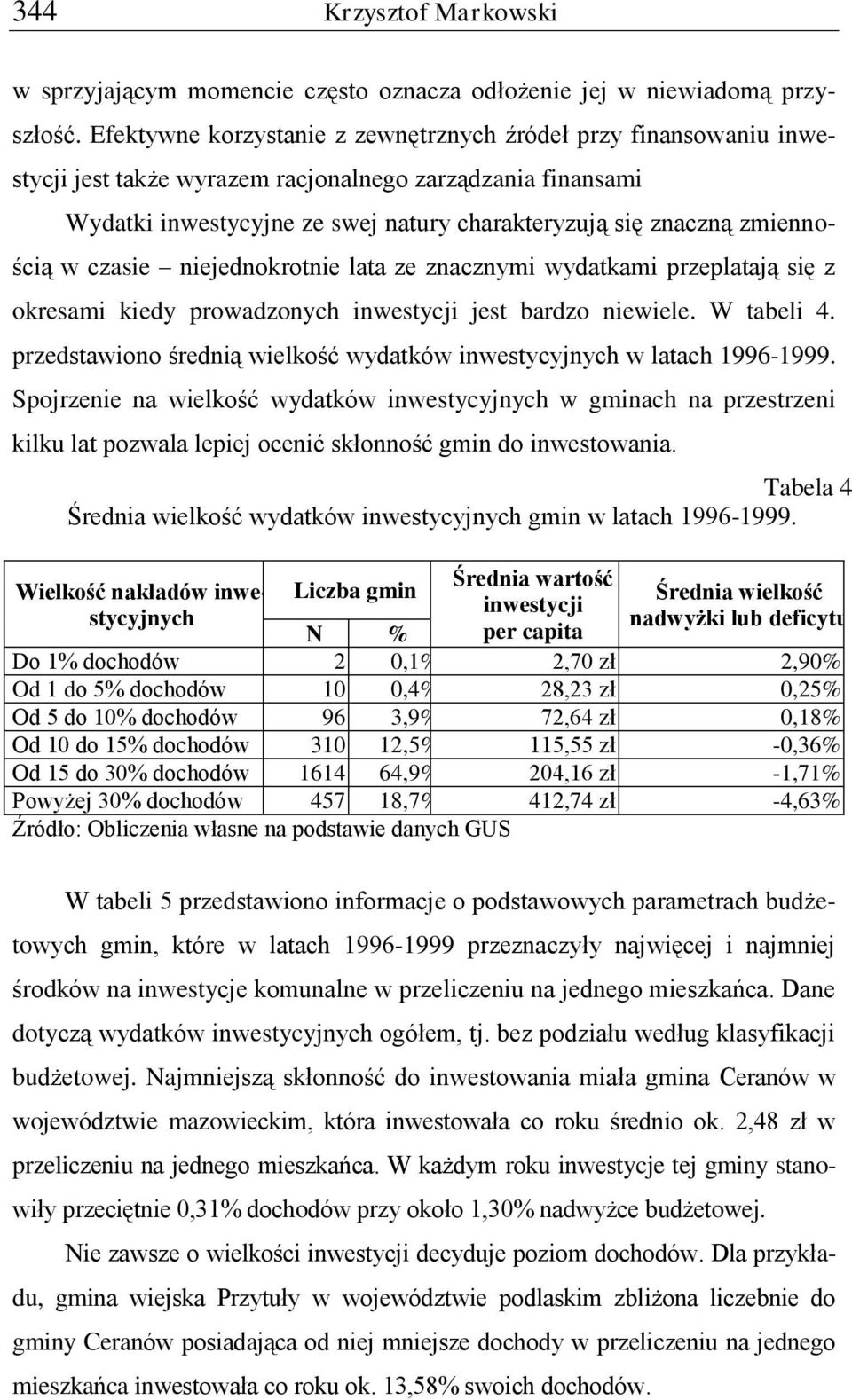 zmiennością w czasie niejednokrotnie lata ze znacznymi wydatkami przeplatają się z okresami kiedy prowadzonych inwestycji jest bardzo niewiele. W tabeli 4.