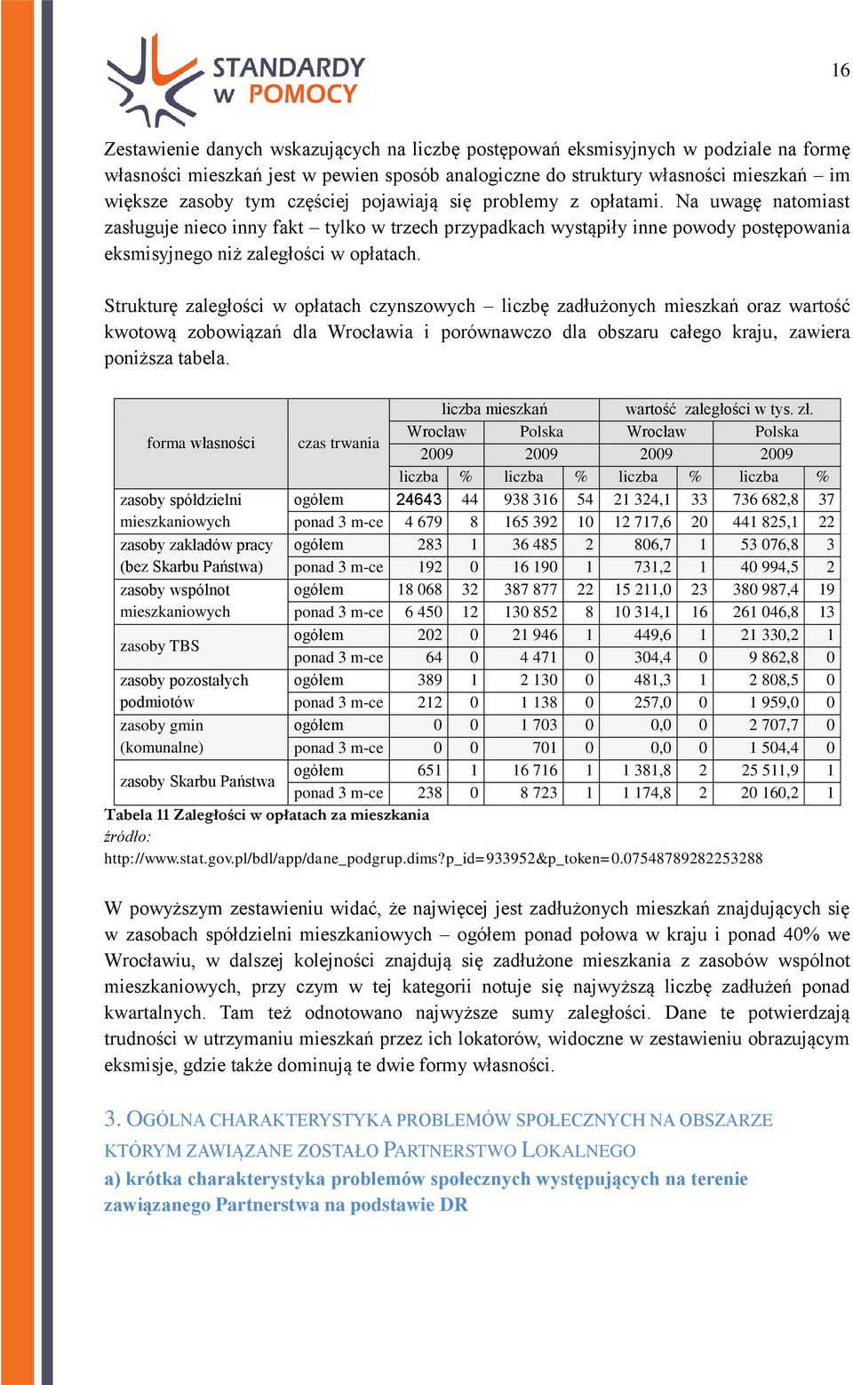 Strukturę zaległości w opłatach czynszowych liczbę zadłużonych mieszkań oraz wartość kwotową zobowiązań dla Wrocławia i porównawczo dla obszaru całego kraju, zawiera poniższa tabela.