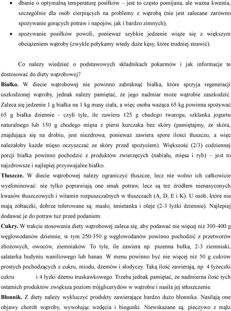 Co należy wiedzieć o podstawowych składnikach pokarmów i jak informacje te dostosować do diety wątrobowej? Białko.