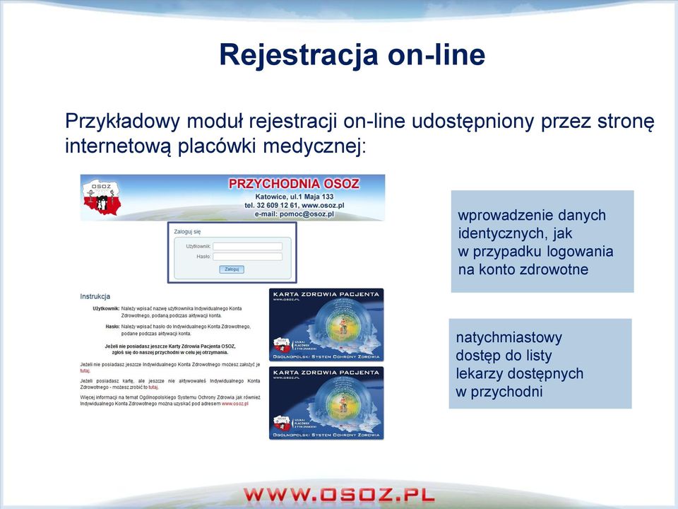 wprowadzenie danych identycznych, jak w przypadku logowania na