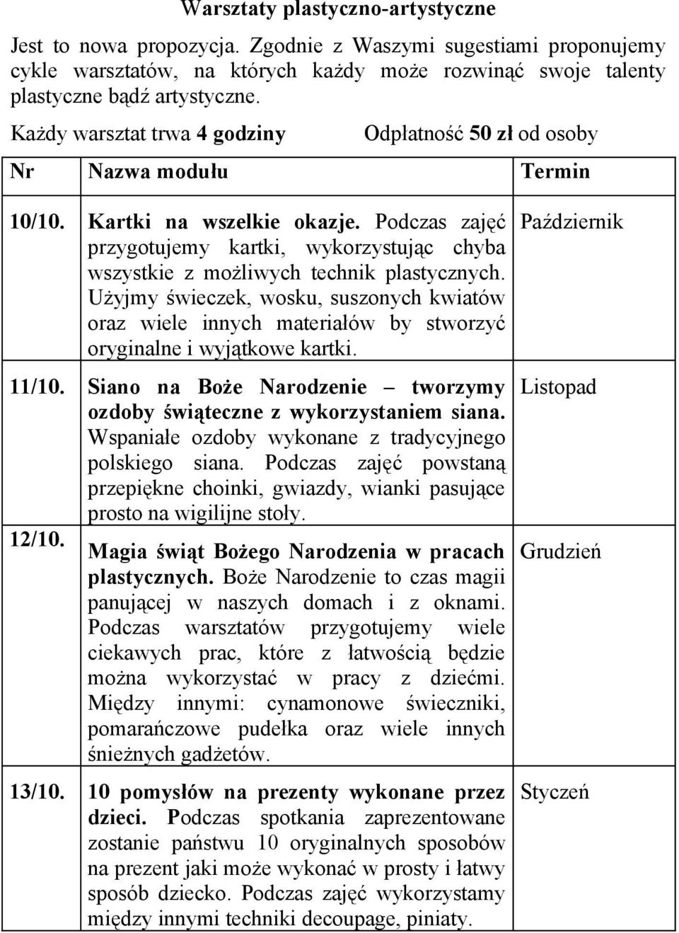 Podczas zajęć przygotujemy kartki, wykorzystując chyba wszystkie z możliwych technik plastycznych.