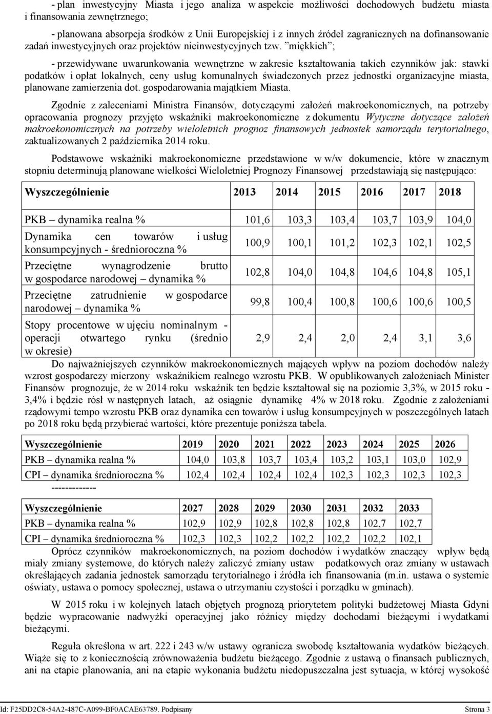 miękkich ; - przewidywane uwarunkowania wewnętrzne w zakresie kształtowania takich czynników jak: stawki podatków i opłat lokalnych, ceny usług komunalnych świadczonych przez jednostki organizacyjne