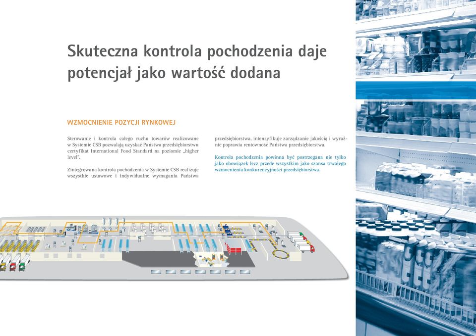 Zintegrowana kontrola pochodzenia w Systemie CSB realizuje wszystkie ustawowe i indywidualne wymagania Państwa przedsiębiorstwa, intensyfikuje zarządzanie jakością