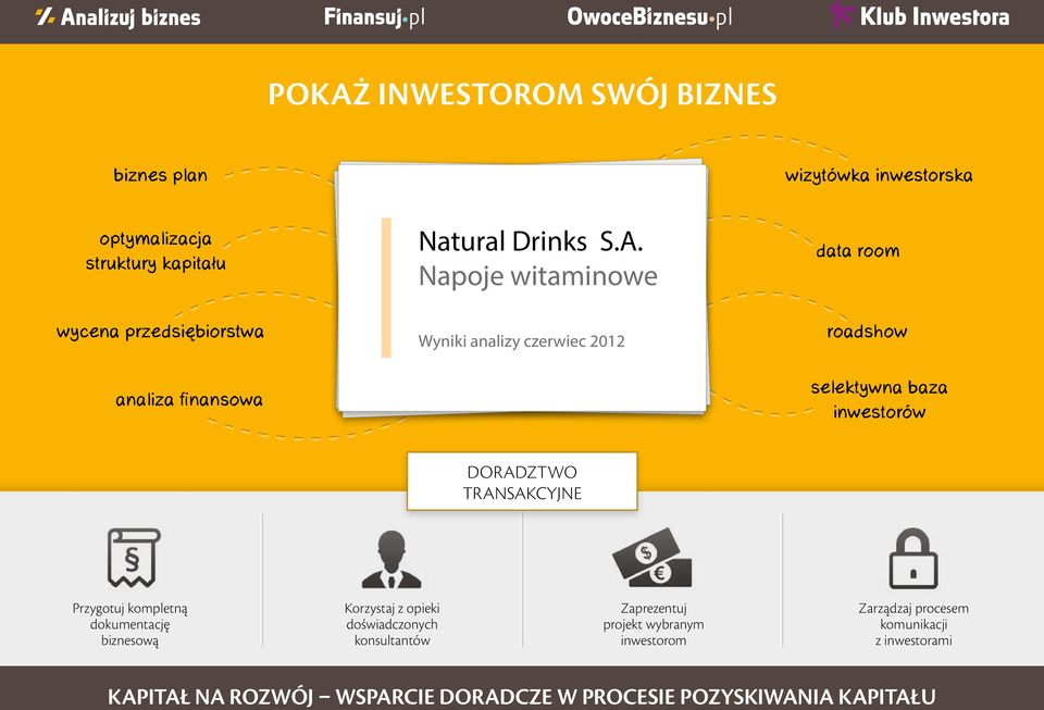 Napoje witaminowe Wyniki analizy czerwiec 2012 data room roadshow selektywna baza inwestorów DORADZTWO TRANSAKCYJNE Przygotuj