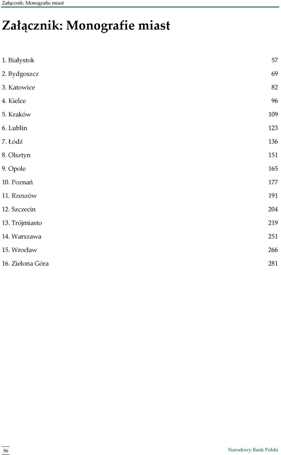 Łódź 136 8. Olsztyn 151 9. Opole 165 10. Poznań 177 11. Rzeszów 191 12.