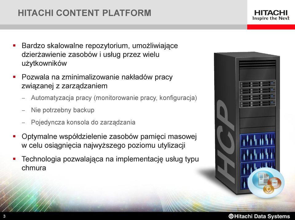 pracy, konfiguracja) Nie potrzebny backup Pojedyncza konsola do zarządzania Optymalne współdzielenie zasobów