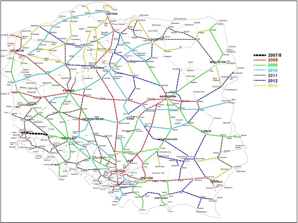 Chocianów Zielona G. Niegosławice Bieniów Żagań Sulechów Nowa Sól Chabówka Wisła Głębce Skalite Zwadroń OSTRÓW WLKP.