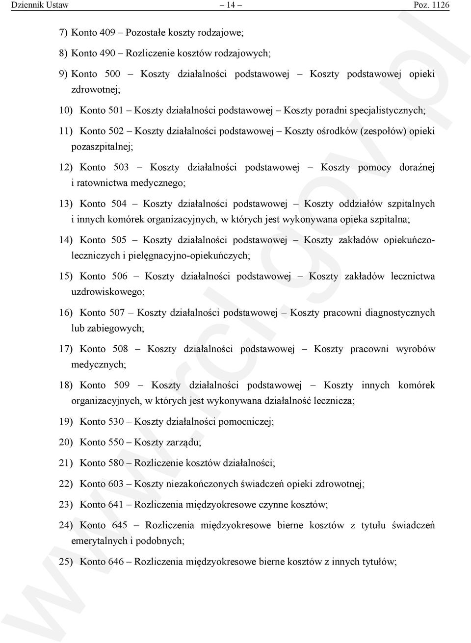 działalności podstawowej Koszty poradni specjalistycznych; 11) Konto 502 Koszty działalności podstawowej Koszty ośrodków (zespołów) opieki pozaszpitalnej; 12) Konto 503 Koszty działalności