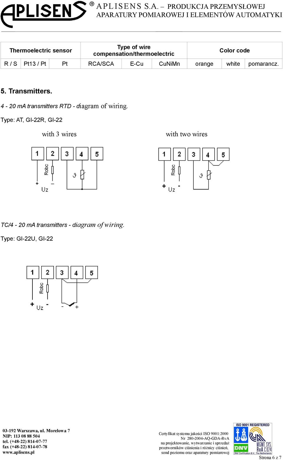 4-20 ma transmitters RTD - diagram of wiring.