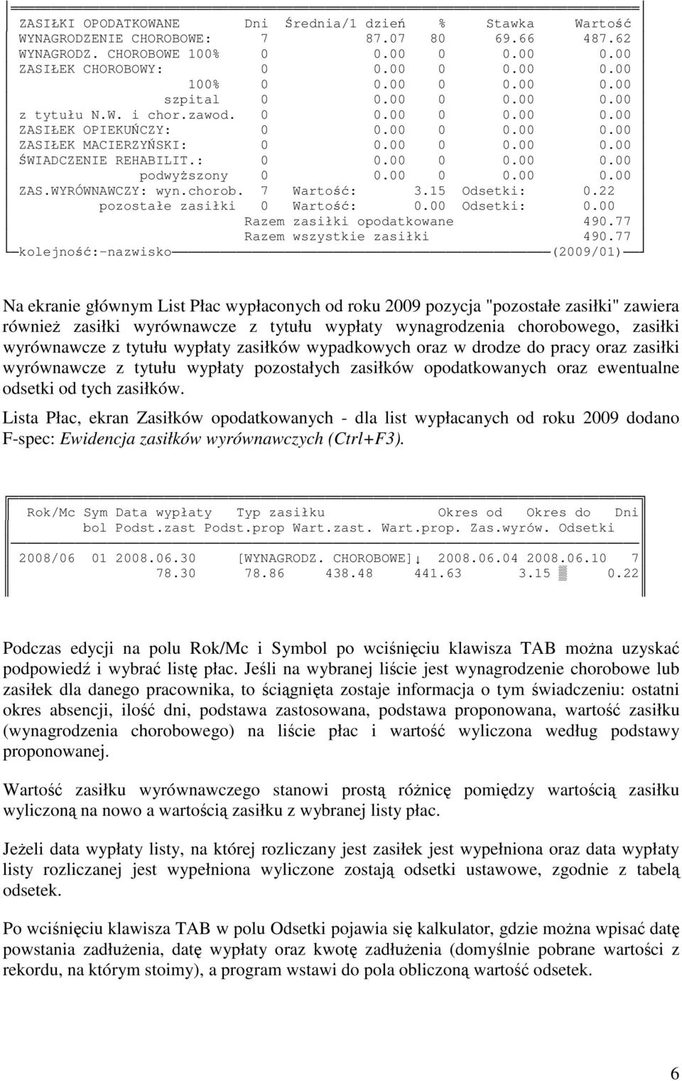 00 0 0.00 0.00 ZAS.WYRÓWNAWCZY: wyn.chorob. 7 Warto : 3.15 Odsetki: 0.22 pozostałe zasiłki 0 Warto : 0.00 Odsetki: 0.00 Razem zasiłki opodatkowane 490.77 Razem wszystkie zasiłki 490.