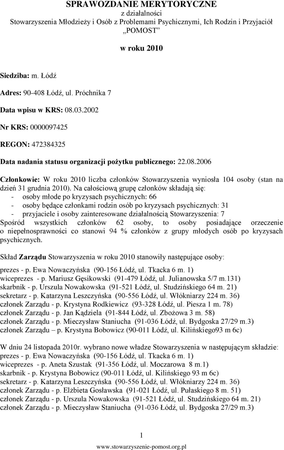 Na całościową grupę członków składają się: - osoby młode po kryzysach psychicznych: 66 - osoby będące członkami rodzin osób po kryzysach psychicznych: 31 - przyjaciele i osoby zainteresowane