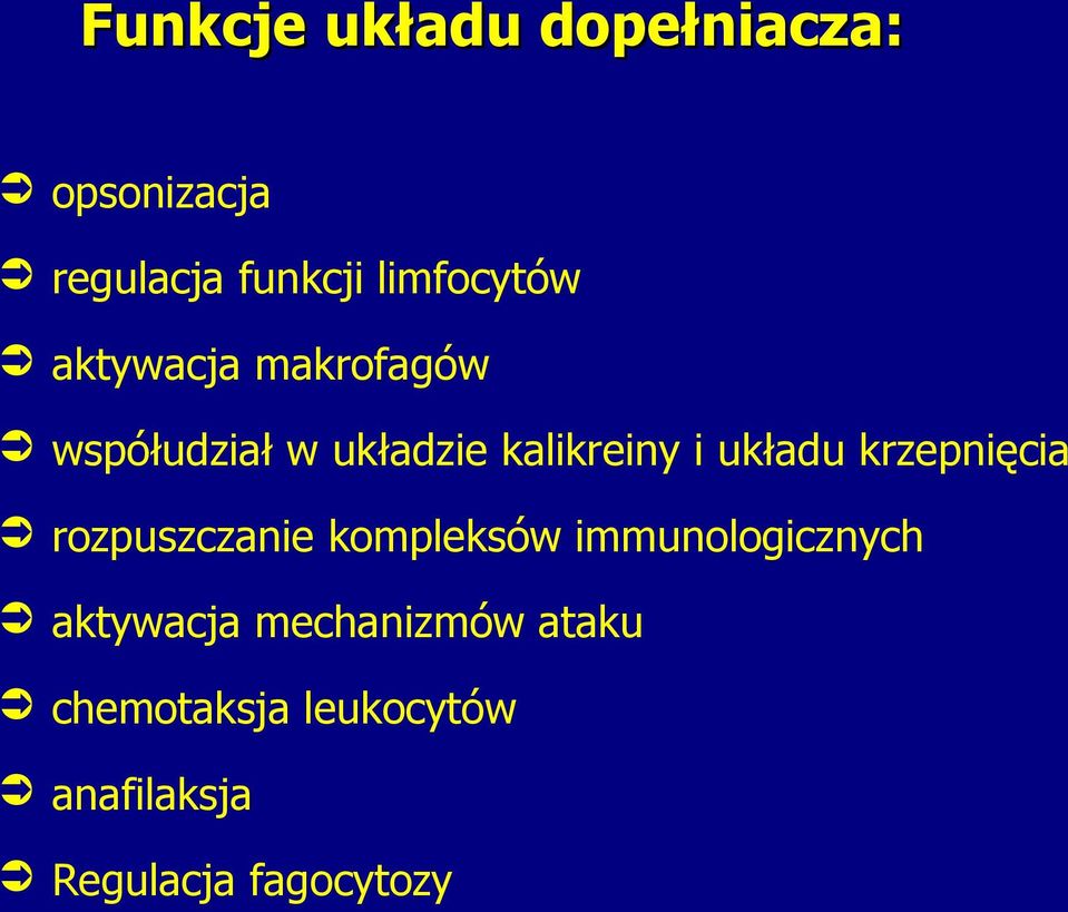 układu krzepnięcia rozpuszczanie kompleksów immunologicznych