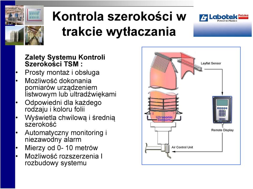 rodzaju i koloru folii Wyświetla chwilową i średnią szerokość Automatyczny monitoring i niezawodny