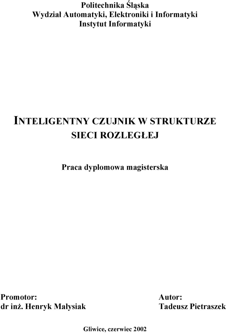 STRUKTURZE SIECI ROZLEGŁEJ Praca dyplomowa magisterska